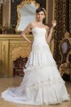 A-Line Strapless Chiffon Satin Feathers Most Beautiful Wedding Dresses 2030919