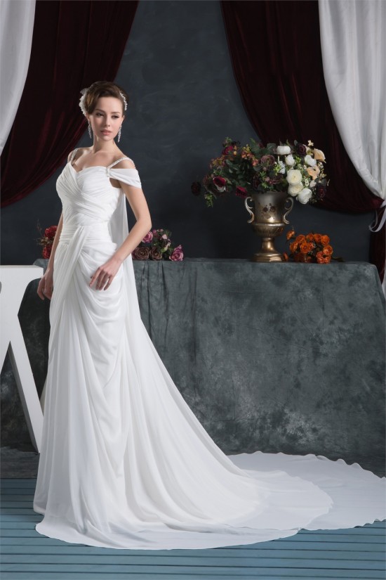Sheath/Column Chiffon Off-the-Shoulder Wedding Dresses 2030921 Sheath/Column Chiffon Off-the-Shoulder Wedding Dresses 2030921