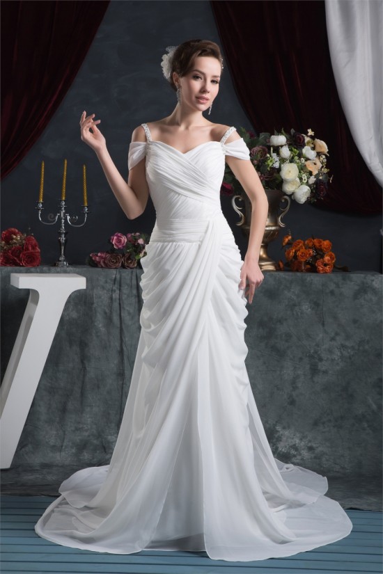 Sheath/Column Chiffon Off-the-Shoulder Wedding Dresses 2030921 Sheath/Column Chiffon Off-the-Shoulder Wedding Dresses 2030921