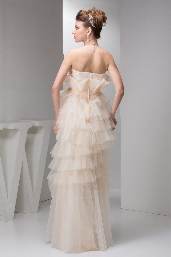 Sheath/Column Strapless Floor-Length Tiered Beautiful Wedding Dresses 2030922