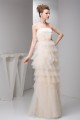Sheath/Column Strapless Floor-Length Tiered Beautiful Wedding Dresses 2030922