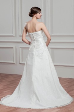 Sleeveless Lace Taffeta Sweetheart A-Line Best Wedding Dresses 2030924