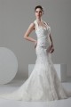 Mermaid/Trumpet Satin Lace Halter Embellished Wedding Dresses 2030925