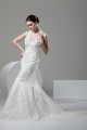 Mermaid/Trumpet Satin Lace Halter Embellished Wedding Dresses 2030925