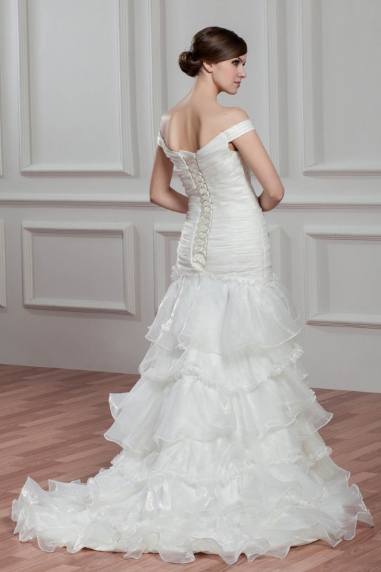 Sleeveless Off-the-Shoulder A-Line Satin Organza Wedding Dresses 2030928 Sleeveless Off-the-Shoulder A-Line Satin Organza Wedding Dresses 2030928