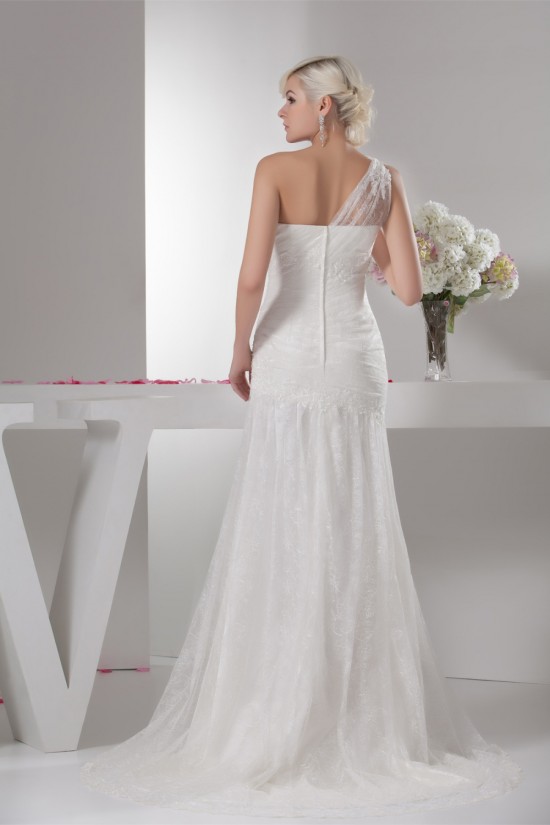 A-Line Sleeveless One-Shoulder Lace Wedding Dresses 2030930 A-Line Sleeveless One-Shoulder Lace Wedding Dresses 2030930