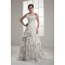 A-Line Strapless Chapel Train Sleeveless Satin Lace Wedding Dresses 2030934