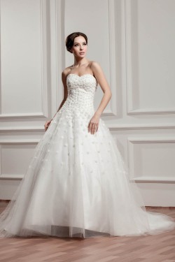 Sleeveless Satin A-Line Sweetheart Most Beautiful Wedding Dresses 2030935