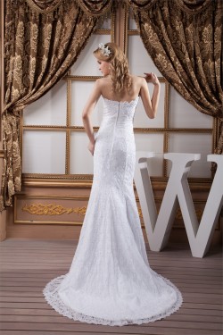 Sleeveless Satin Beaded Lace Mermaid/Trumpet Sweetheart Wedding Dresses 2030938