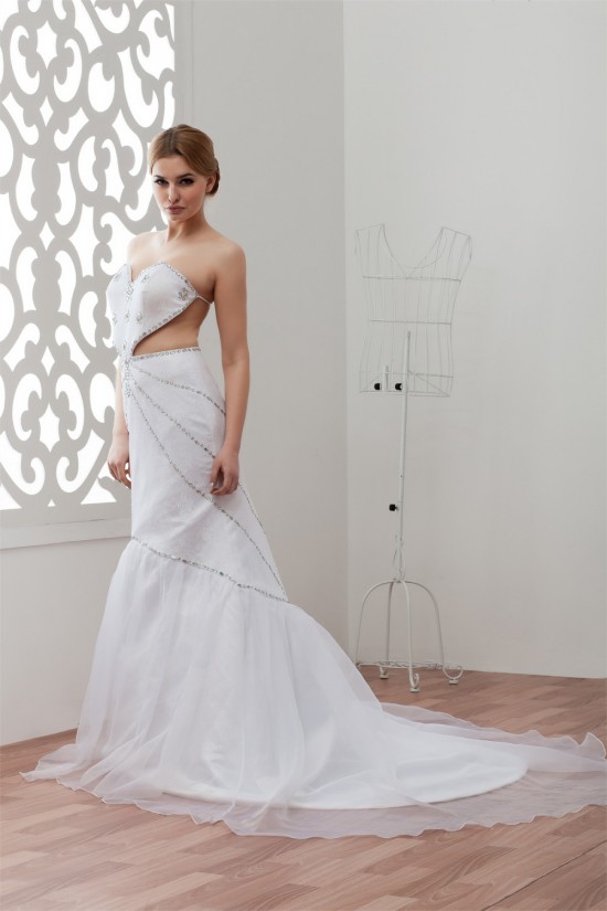 Sleeveless Satin Lace Organza A-Line Sweetheart Beaded Wedding Dresses 2030939 Sleeveless Satin Lace Organza A-Line Sweetheart Beaded Wedding Dresses 2030939