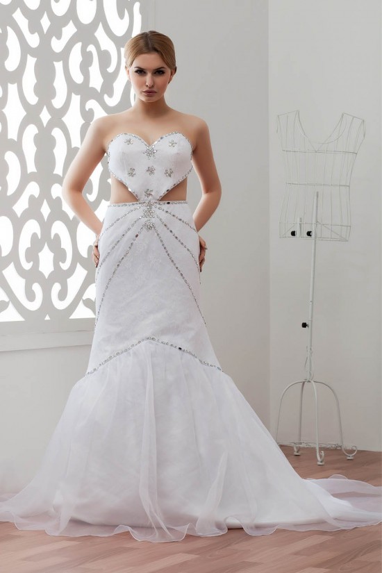 Sleeveless Satin Lace Organza A-Line Sweetheart Beaded Wedding Dresses 2030939 Sleeveless Satin Lace Organza A-Line Sweetheart Beaded Wedding Dresses 2030939