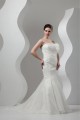 Sleeveless Satin Lace Organza Mermaid/Trumpet Beaded Wedding Dresses 2030940