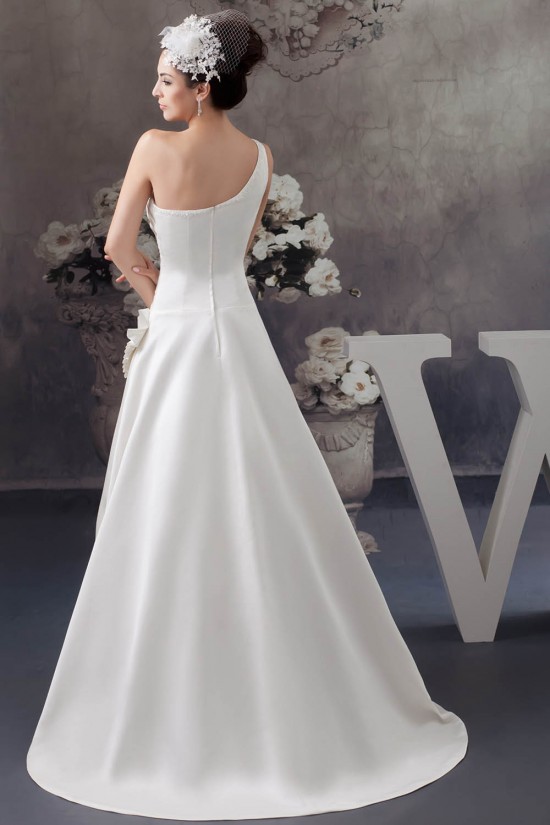 Sleeveless Satin One-Shoulder A-Line Beaded Wedding Dresses 2030941 Sleeveless Satin One-Shoulder A-Line Beaded Wedding Dresses 2030941