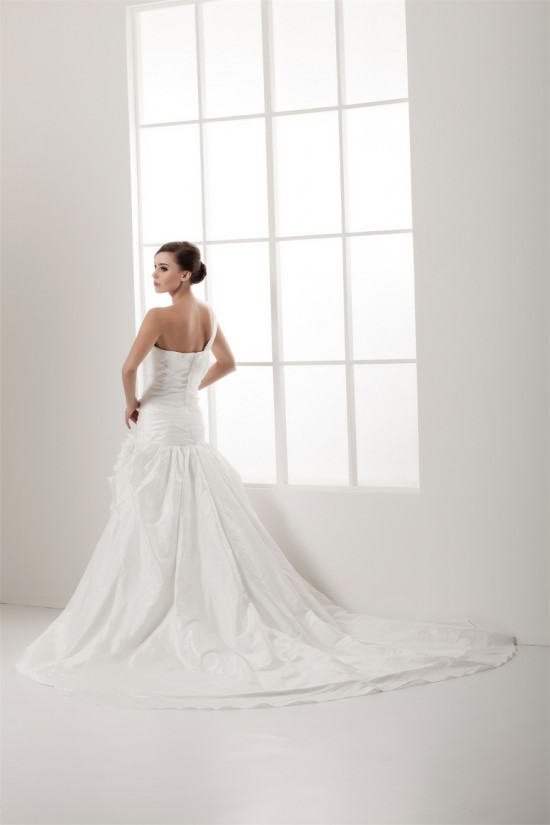 Sleeveless Satin Taffeta A-Line One-Shoulder Wedding Dresses 2030945 Sleeveless Satin Taffeta A-Line One-Shoulder Wedding Dresses 2030945