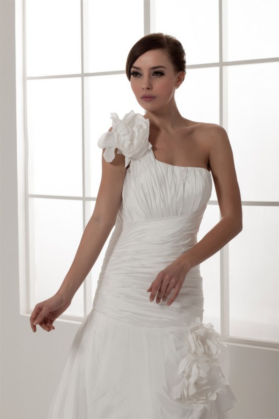Sleeveless Satin Taffeta A-Line One-Shoulder Wedding Dresses 2030945 Sleeveless Satin Taffeta A-Line One-Shoulder Wedding Dresses 2030945