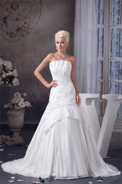 A-Line Strapless Sleeveless Lace Wedding Dresses 2030947