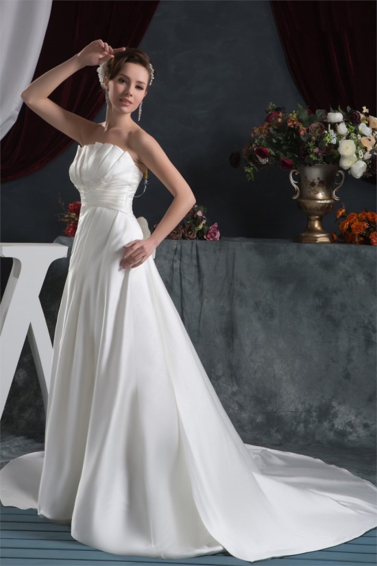 Sleeveless Satin Taffeta Strapless A-Line Sweet Wedding Dresses 2030949 Sleeveless Satin Taffeta Strapless A-Line Sweet Wedding Dresses 2030949