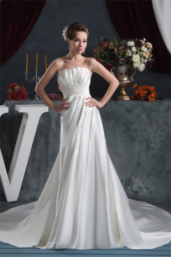 Sleeveless Satin Taffeta Strapless A-Line Sweet Wedding Dresses 2030949 Sleeveless Satin Taffeta Strapless A-Line Sweet Wedding Dresses 2030949