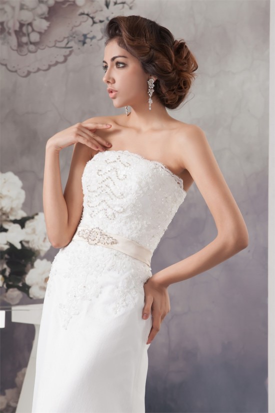 Sheath/Column Strapless Sweep Train Beaded Lace Wedding Dresses 2030950 Sheath/Column Strapless Sweep Train Beaded Lace Wedding Dresses 2030950