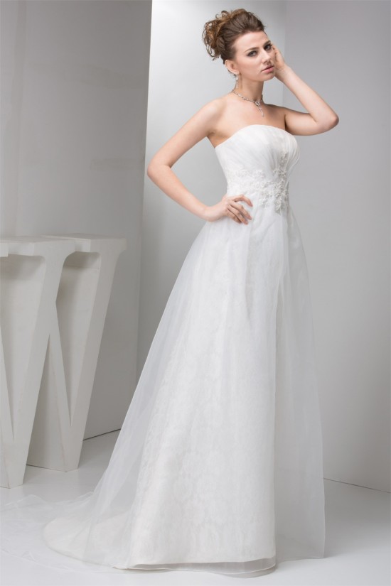 Sleeveless Sheath/Column Strapless Satin Lace Sweet Wedding Dresses 2030952 Sleeveless Sheath/Column Strapless Satin Lace Sweet Wedding Dresses 2030952
