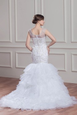 Sleeveless Sheer Mermaid/Trumpet Satin Organza Wedding Dresses 2030953