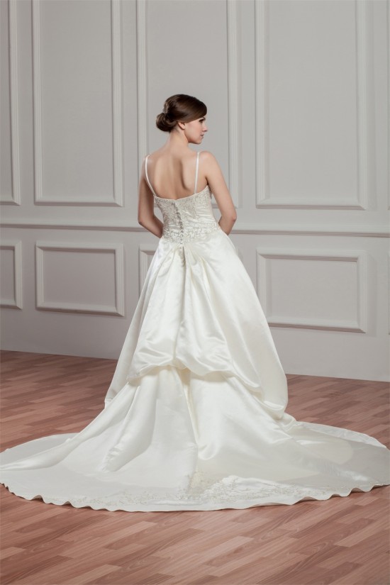 Sleeveless Sheer Satin Fine Netting A-Line Wedding Dresses 2030954