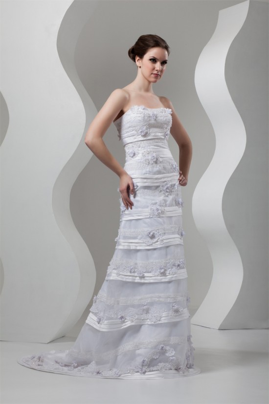 Sleeveless Soft Sweetheart A-Line Satin Organza Embellished Wedding Dresses 2030956 Sleeveless Soft Sweetheart A-Line Satin Organza Embellished Wedding Dresses 2030956
