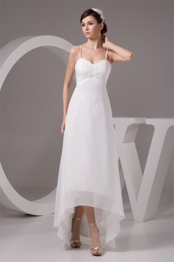 Sleeveless Spaghetti Straps Chiffon Reception Wedding Dresses 2030959