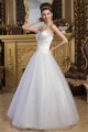 Sleeveless Strapless A-Line Satin Fine Netting Beaded Wedding Dresses 2030960