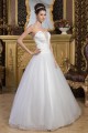 Sleeveless Strapless A-Line Satin Fine Netting Beaded Wedding Dresses 2030960