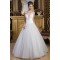 Sleeveless Strapless A-Line Satin Fine Netting Beaded Wedding Dresses 2030960