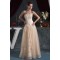 A-Line Sleeveless Strapless Satin Fine Netting Lace Floor-Length Wedding Dresses 2030961