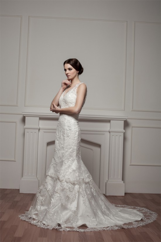 Trumpet/Mermaid V-Neck Beaded Lace Wedding Dresses 2030962 Trumpet/Mermaid V-Neck Beaded Lace Wedding Dresses 2030962