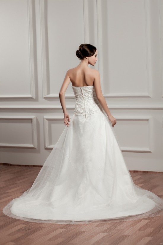 A-Line Sleeveless Strapless Satin Beaded Lace Wedding Dresses 2030963 A-Line Sleeveless Strapless Satin Beaded Lace Wedding Dresses 2030963