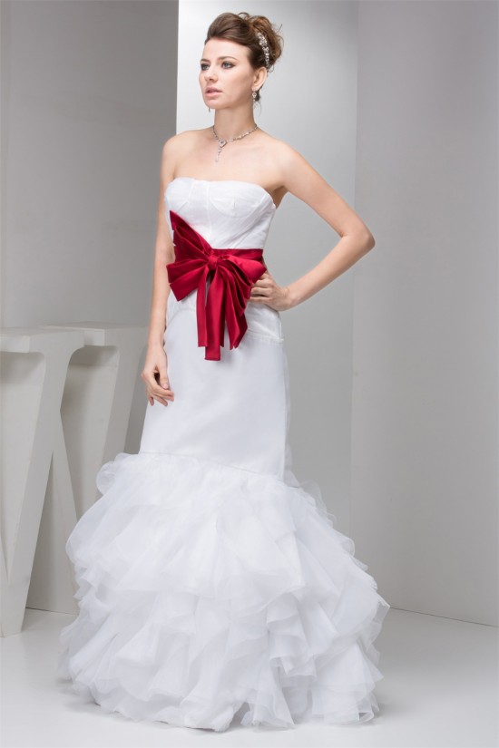 Sleeveless Strapless Satin Mermaid/Trumpet Wedding Dresses 2030964