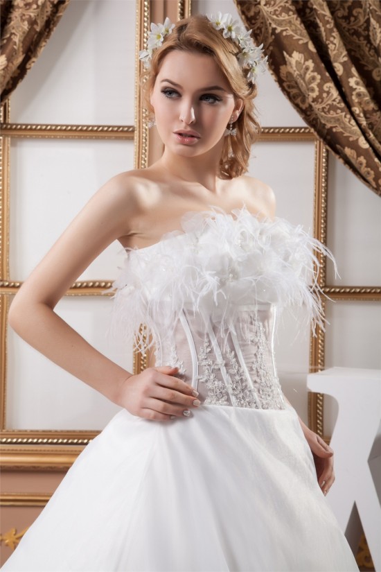 Sleeveless Strapless Satin Organza A-Line Wedding Dresses 2030966 Sleeveless Strapless Satin Organza A-Line Wedding Dresses 2030966