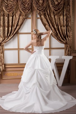 Sleeveless Strapless Satin Taffeta Ball Gown Lace Wedding Dresses 2030969