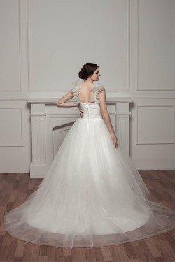 Sleeveless Straps Satin Fine Netting Netting Wedding Dresses 2030971