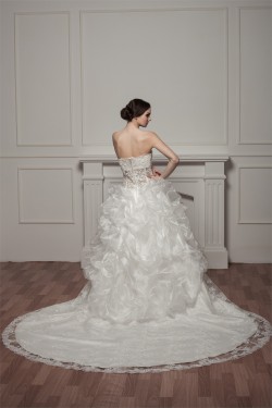 Sleeveless Sweetheart A-Line Satin Lace Beautiful Wedding Dresses 2030972