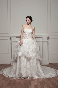Sleeveless Sweetheart A-Line Satin Lace Beautiful Wedding Dresses 2030972