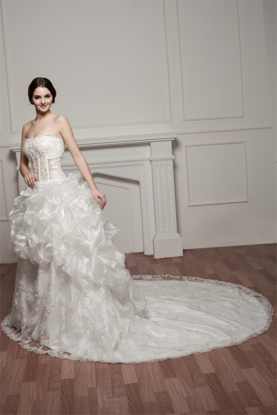 Sleeveless Sweetheart A-Line Satin Lace Beautiful Wedding Dresses 2030972 Sleeveless Sweetheart A-Line Satin Lace Beautiful Wedding Dresses 2030972