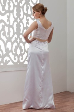Sleeveless V-Neck Elastic Woven Satin Sheath/Column Wedding Dresses 2030974