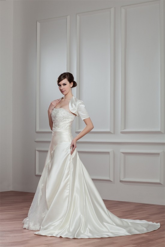 A-Line Strapless Beaded Lace Wedding Dresses with A Short Sleeve Jacket 2030976 A-Line Strapless Beaded Lace Wedding Dresses with A Short Sleeve Jacket 2030976