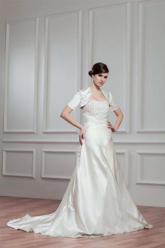 A-Line Strapless Beaded Lace Wedding Dresses with A Short Sleeve Jacket 2030976 A-Line Strapless Beaded Lace Wedding Dresses with A Short Sleeve Jacket 2030976