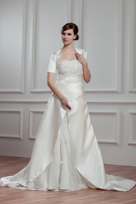 A-Line Strapless Beaded Lace Wedding Dresses with A Short Sleeve Jacket 2030976 A-Line Strapless Beaded Lace Wedding Dresses with A Short Sleeve Jacket 2030976
