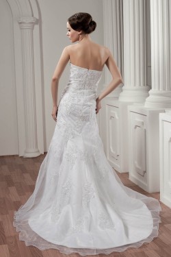 Soft Sweetheart A-Line Satin Sleeveless Lace Wedding Dresses 2030977