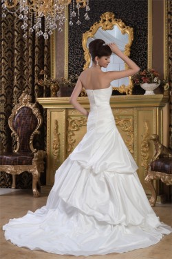 A-Line Strapless Satin Taffeta Sleeveless Wedding Dresses 2030978