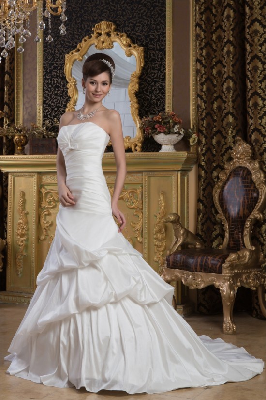 A-Line Strapless Satin Taffeta Sleeveless Wedding Dresses 2030978 A-Line Strapless Satin Taffeta Sleeveless Wedding Dresses 2030978