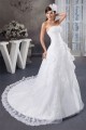 A-Line Strapless Satin Lace Wedding Dresses 2030979
