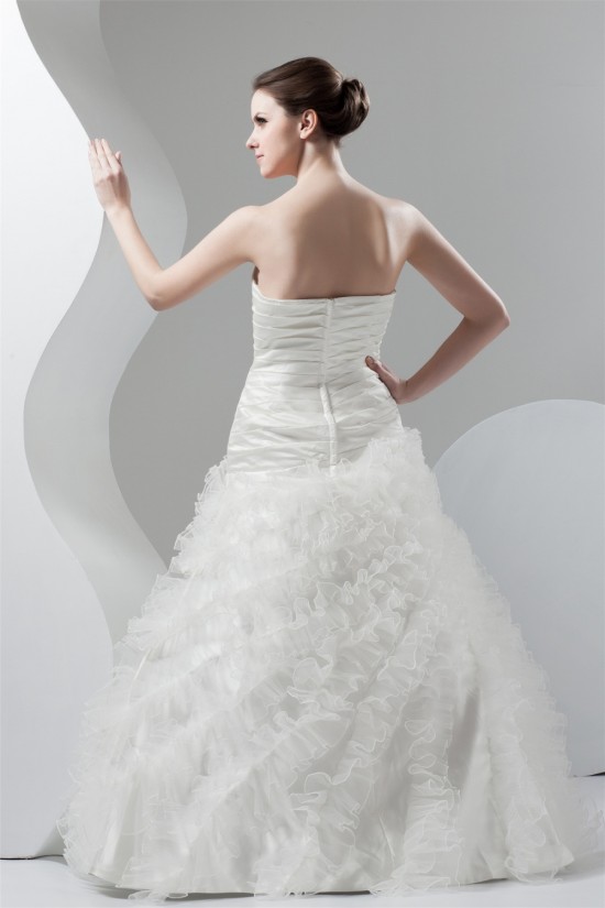 Soft Sweetheart Ball Gown Sleeveless Organza Taffeta Wedding Dresses 2030981